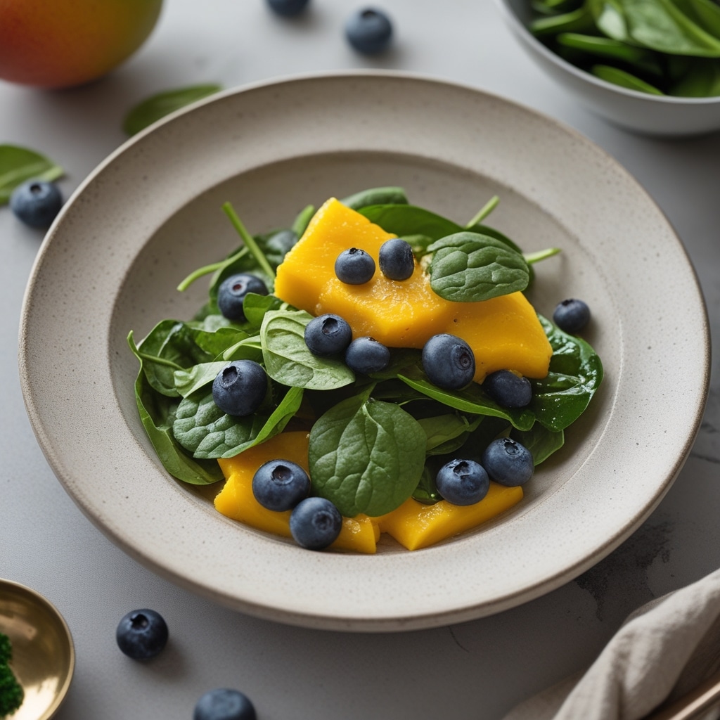 Delicious Mango Spinach and Blueberries