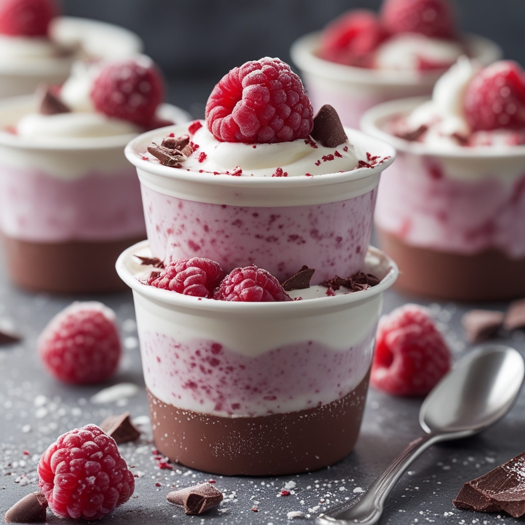 Frozen Raspberry Chocolate Greek Yogurt Cups