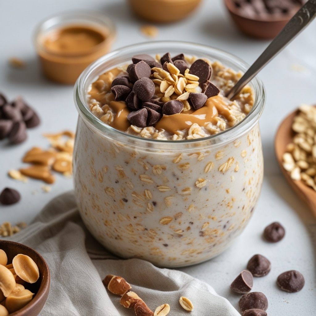 Chocolate Peanut Butter Protein Overnight Oats