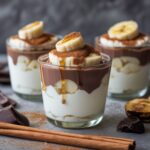 Healthy Greek Yogurt Chocolate Banana Pudding Cups with Cinnamon Drizzle
