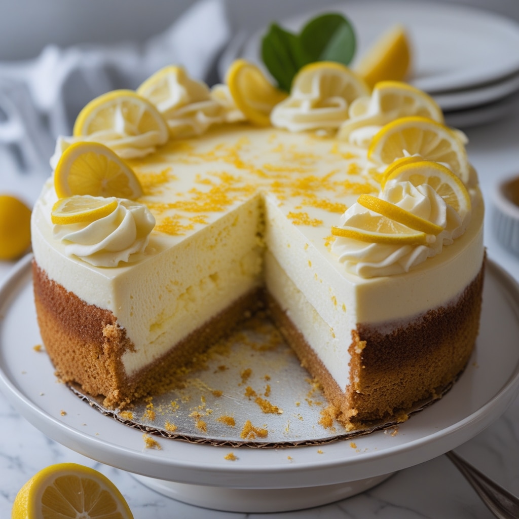 Heavenly Lemon Cheesecake Cake