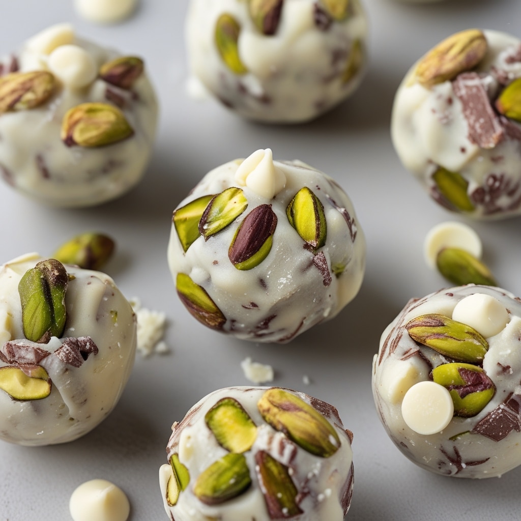Pistachio White Chocolate Protein Bites