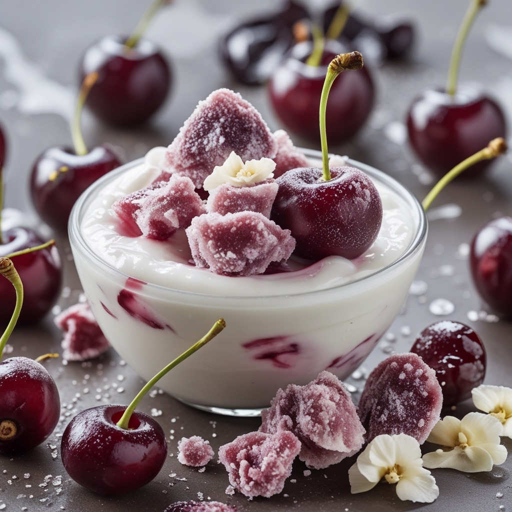 Frozen Cherry Vanilla Greek Yogurt Clusters