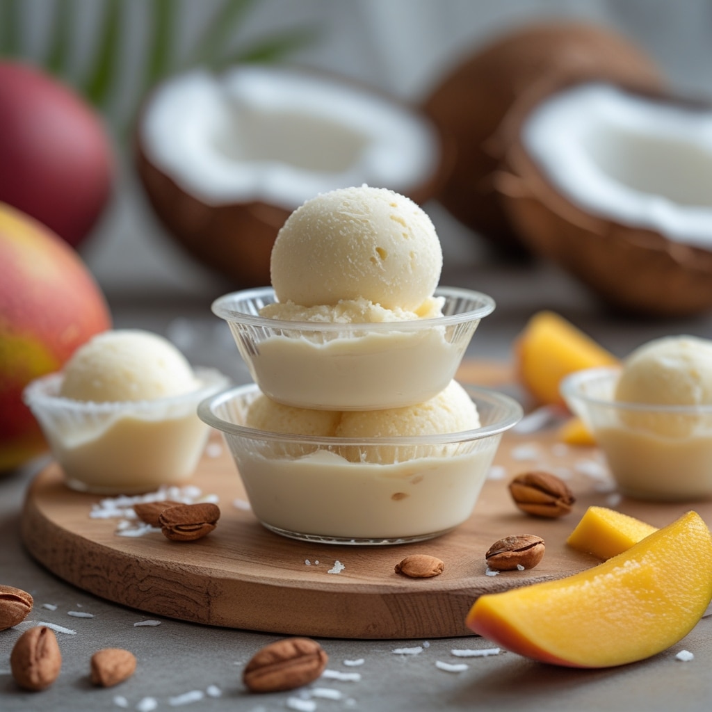 Mango Coconut Protein Frozen Yogurt Bites