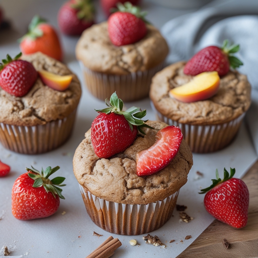Strawberry, Peach & Cinnamon Protein Muffins