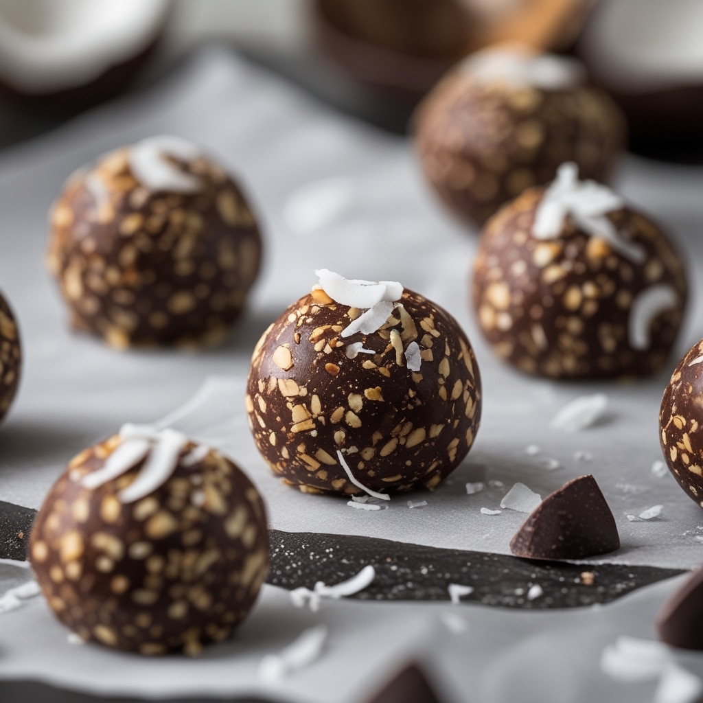 Dark Chocolate Coconut Protein Energy Balls