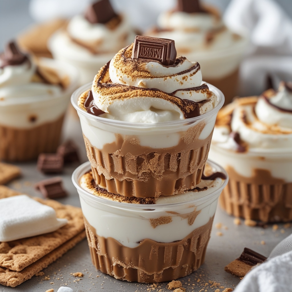 Frozen Peanut Butter S'mores Yogurt Cups