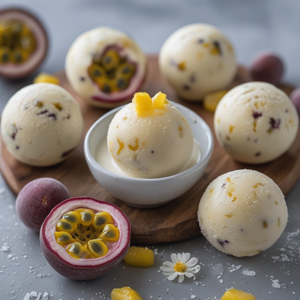Passion Fruit Mango Protein Frozen Yogurt Balls