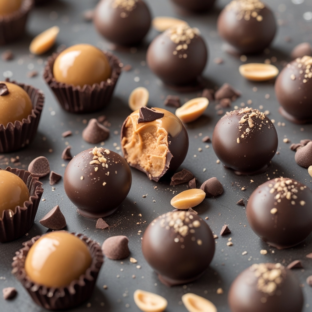 No-Bake Peanut Butter Dark Chocolate Truffles
