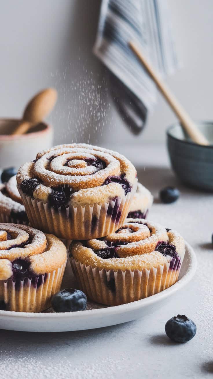 Cottage Cheese Blueberry Roll Muffins