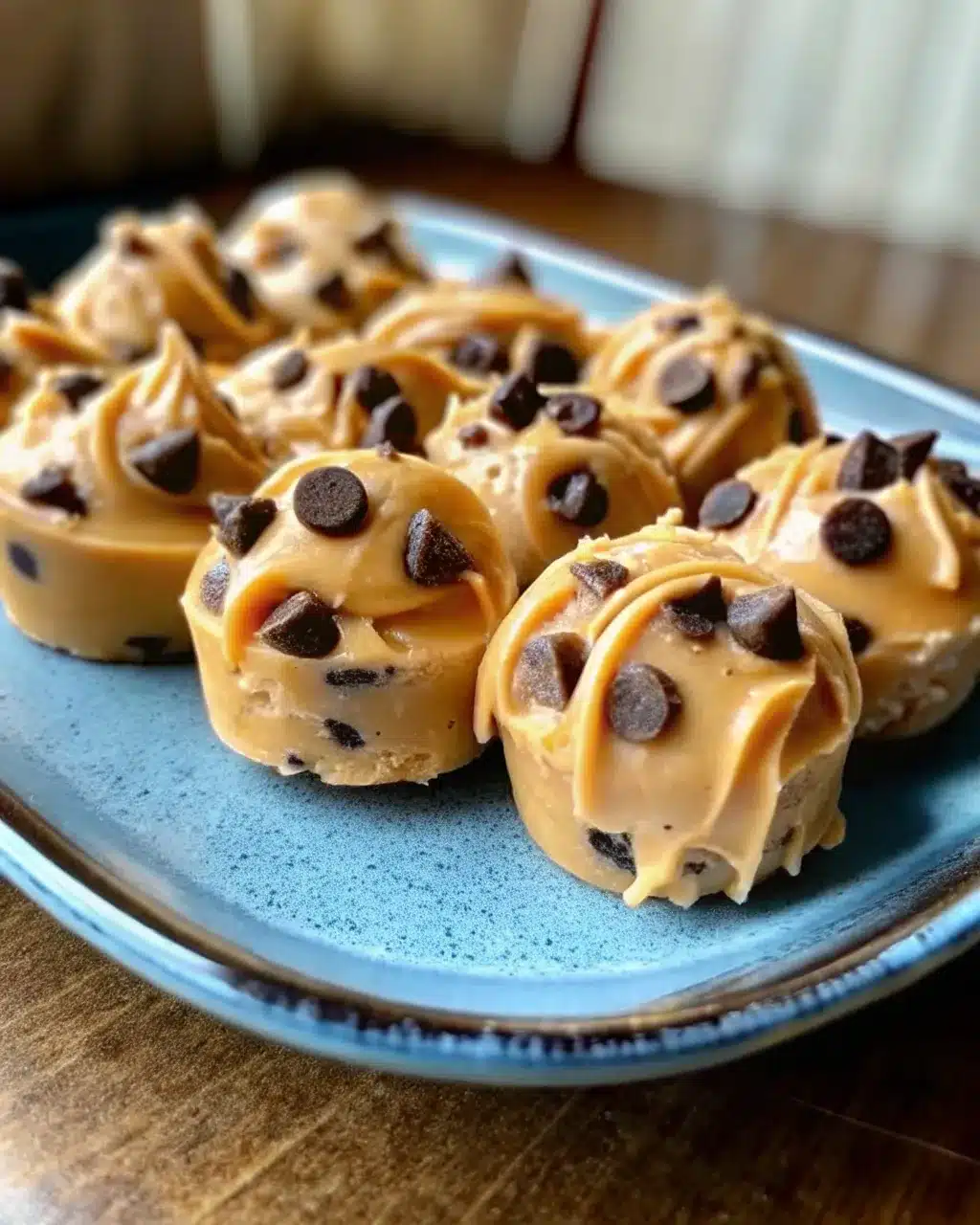 Frozen Greek Yogurt Peanut Butter Bites with Chocolate Chips