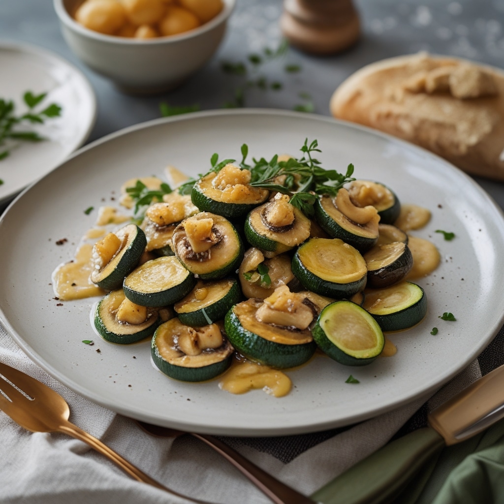 Buttery Garlic Mushrooms & Zucchini