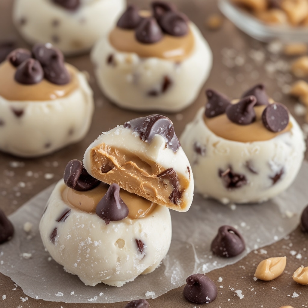 Frozen Greek Yogurt Peanut Butter Bites with Chocolate Chips
