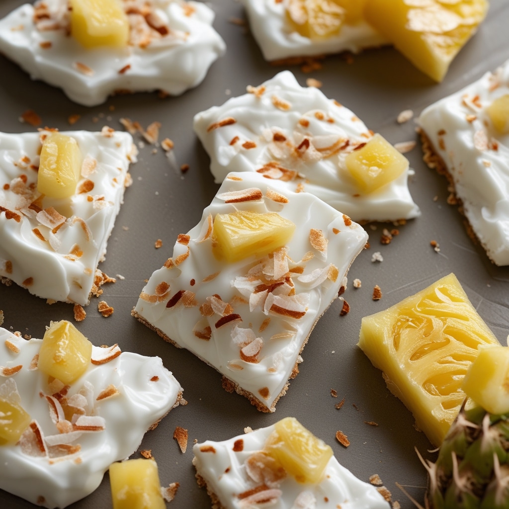 Frozen Pineapple Coconut Yogurt Bark