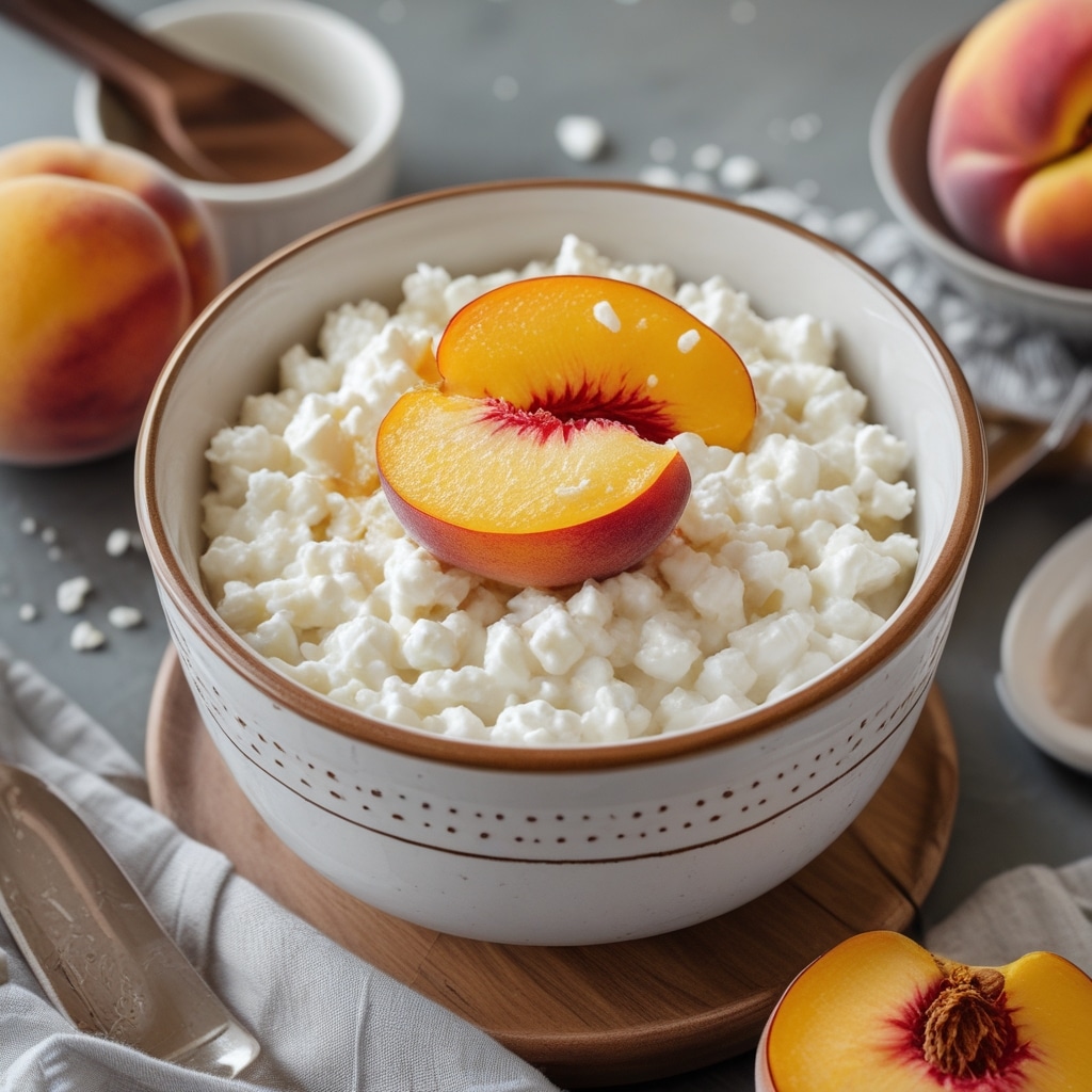 Cottage Cheese with Peaches High Protein Breakfast