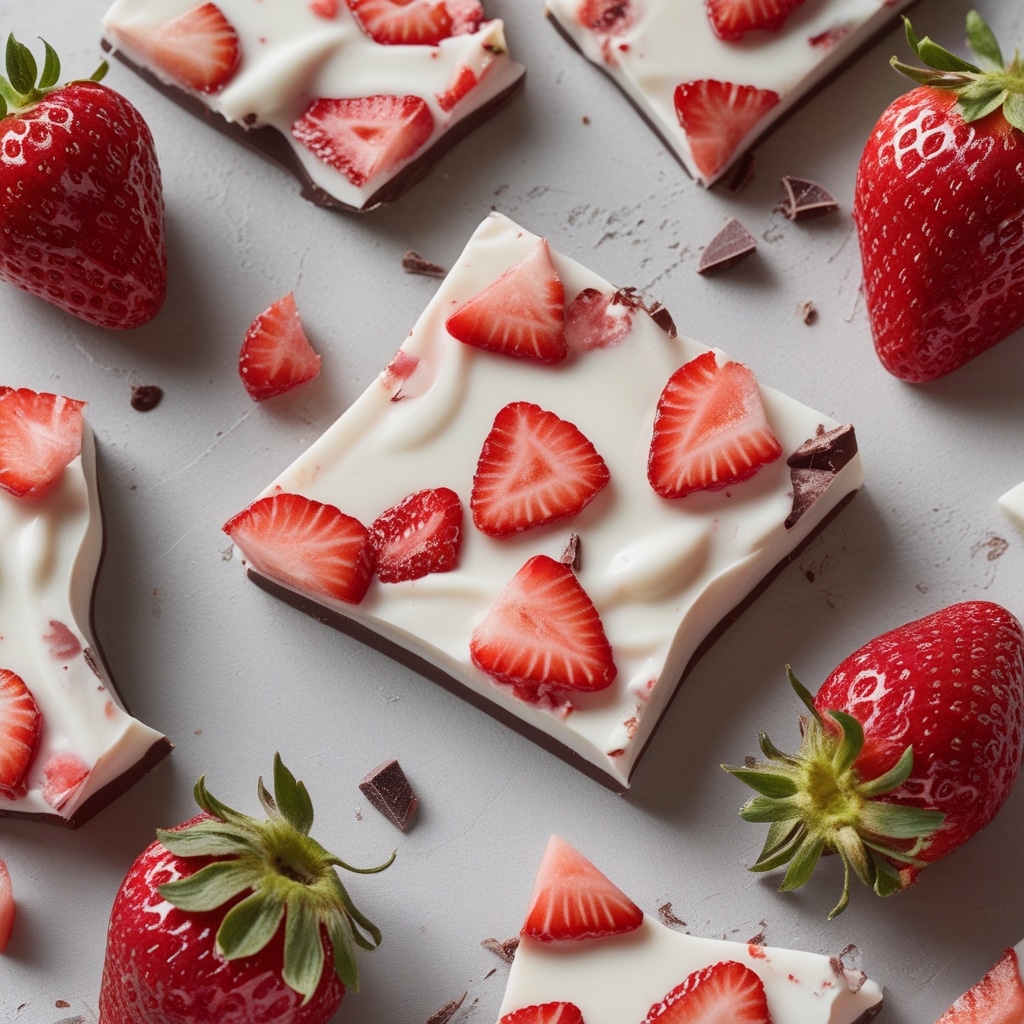 Chocolate-Covered Strawberry Greek Yogurt Bark