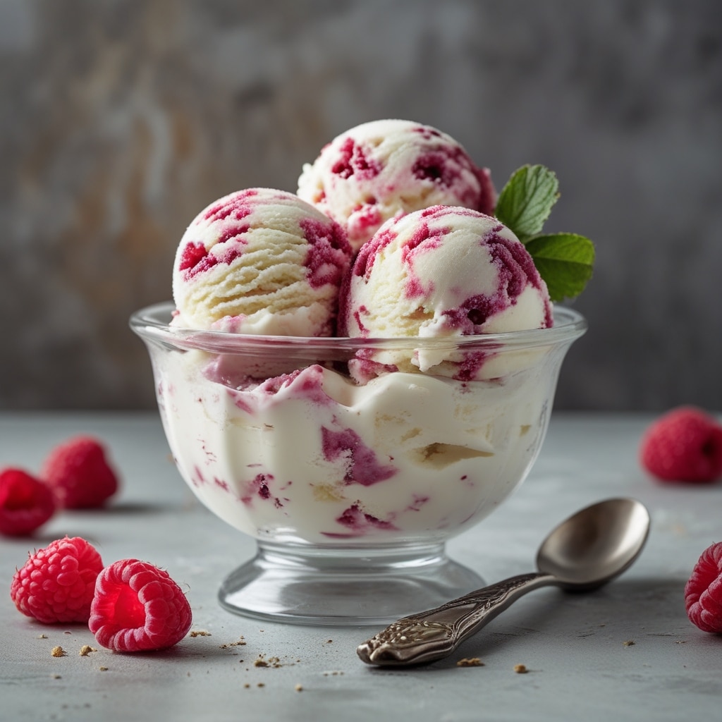 Cottage Cheese Raspberry Swirl Ice Cream [2 Ingredients]