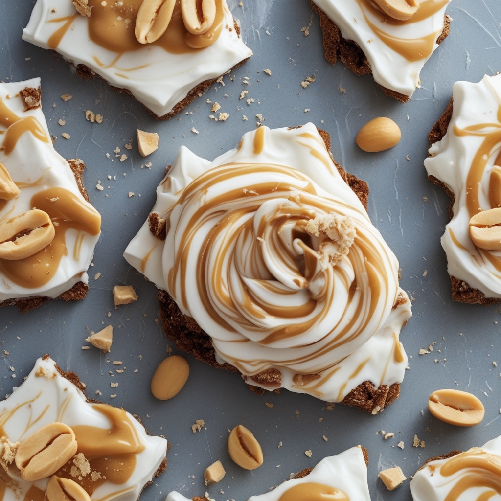 Peanut Butter Swirl Frozen Greek Yogurt Bark