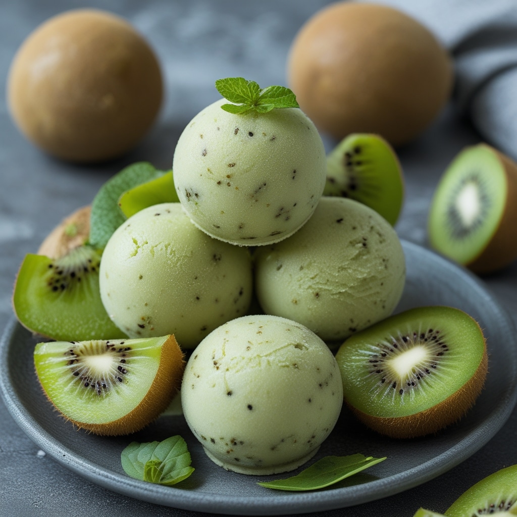 Kiwi Spirulina Protein Frozen Yogurt Balls