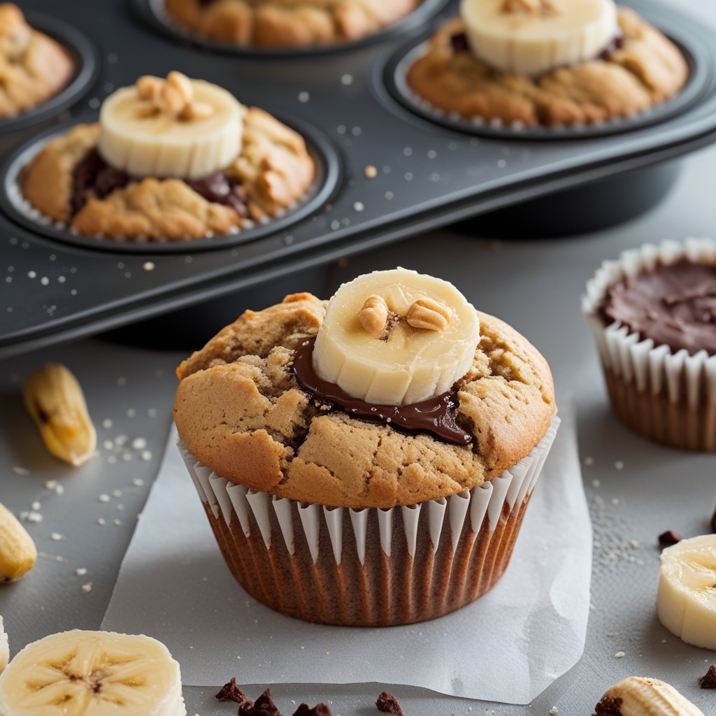 HIGH PROTEIN GREEK YOGURT PEANUT BUTTER BANANA MUFFINS WITH FUDGY CENTERS