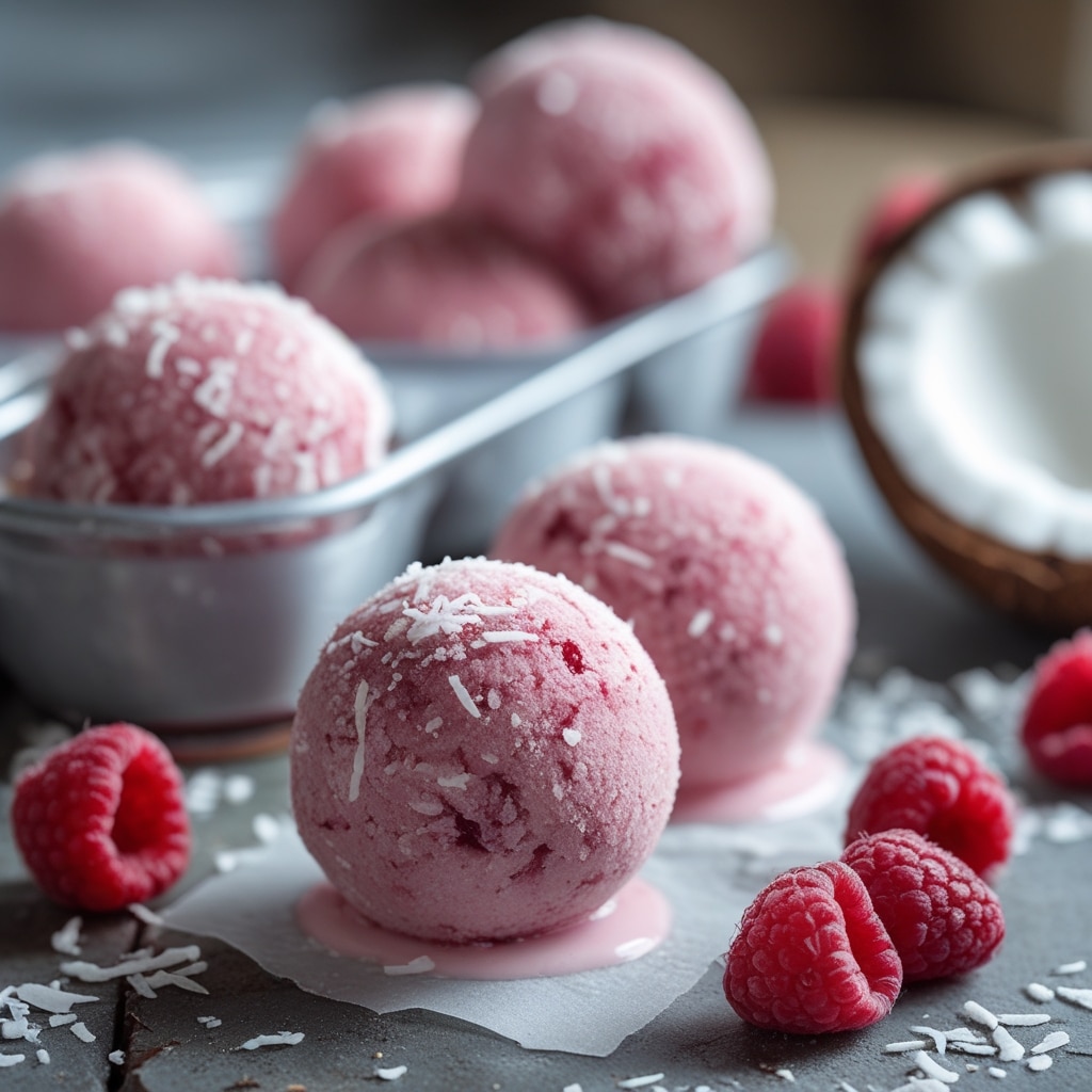 Raspberry Coconut Protein Frozen Yogurt Balls