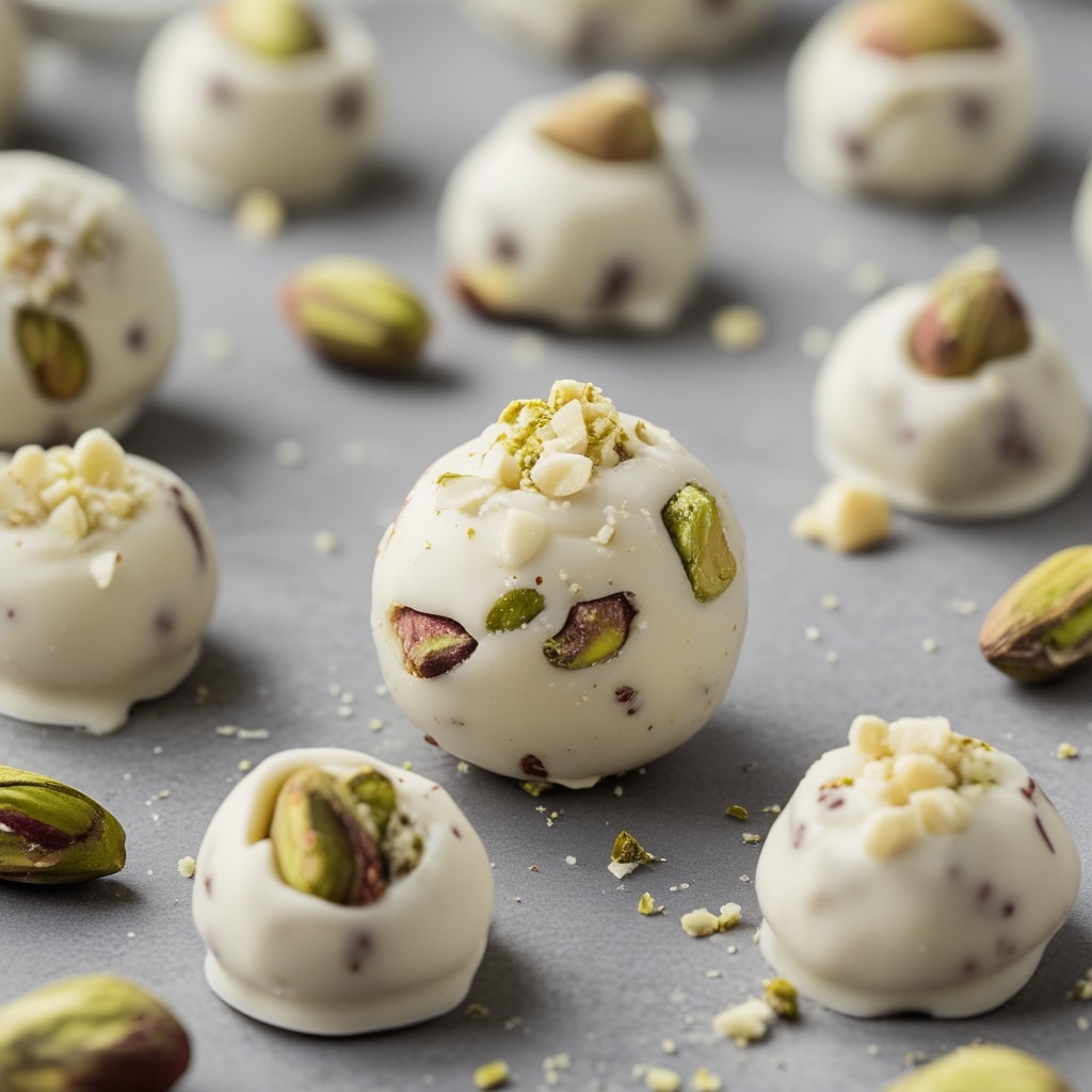 Pistachio White Chocolate Protein Bites
