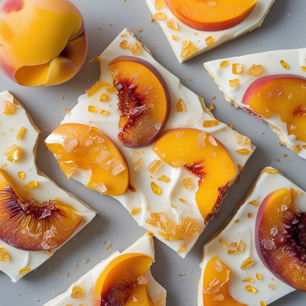 Frozen Peach Mango Greek Yogurt Bark