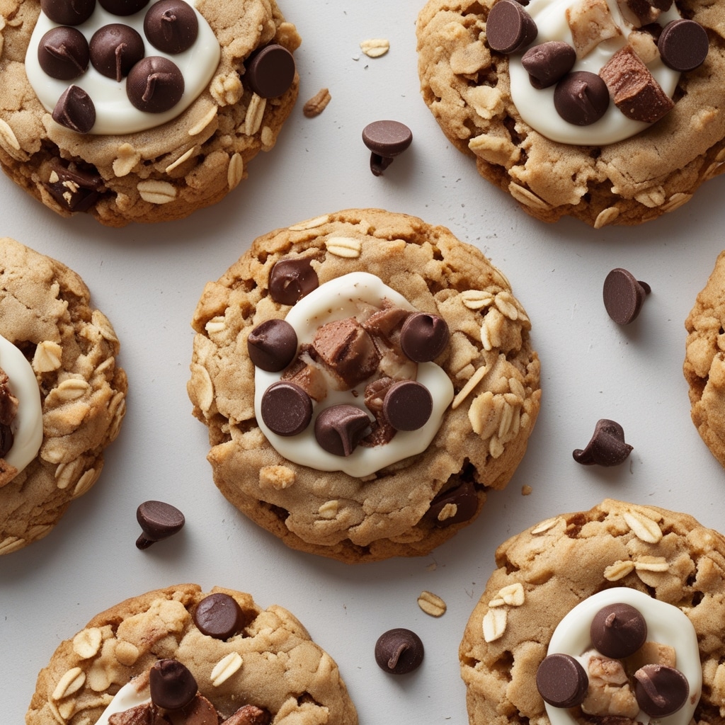 SOFT HIGH PROTEIN GREEK YOGURT BANANA OAT COOKIES WITH CHOCOLATE CHIP CENTERS