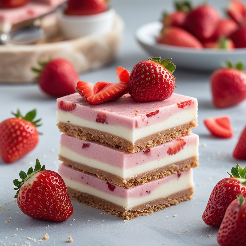 Strawberry Cheesecake Protein Frozen Yogurt Bars