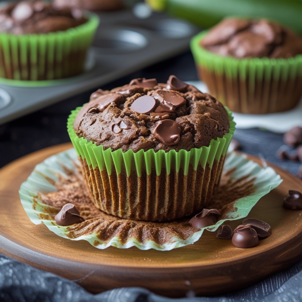 Cottage Cheese Zucchini Chocolate Muffins