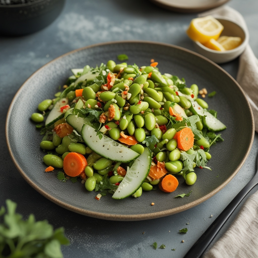 Edamame, carrot and cucumber salad