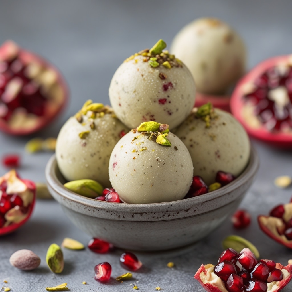 Pistachio Pomegranate Protein Frozen Yogurt Balls