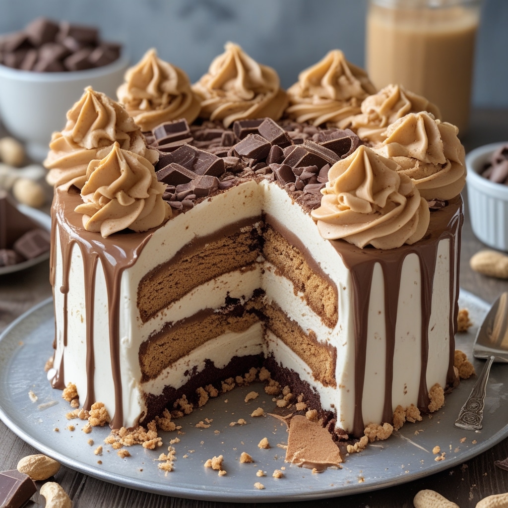 Peanut Butter Chocolate Frozen Yogurt Ice Cream Cake