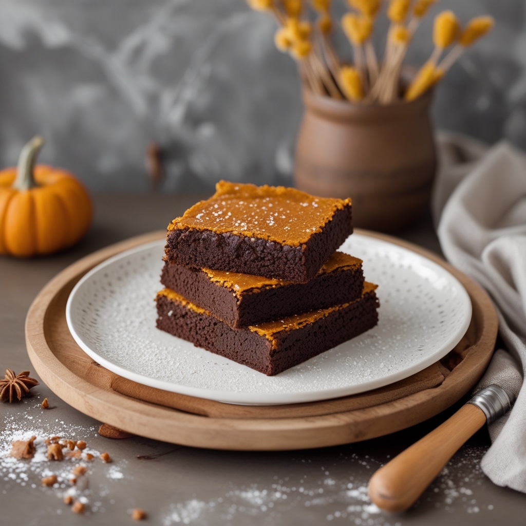 Fudgy Pumpkin Brownies Without Flour or Sugar