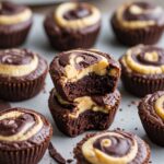 Soft Greek Yogurt Chocolate Banana Brownie Bites with Peanut Butter Swirl