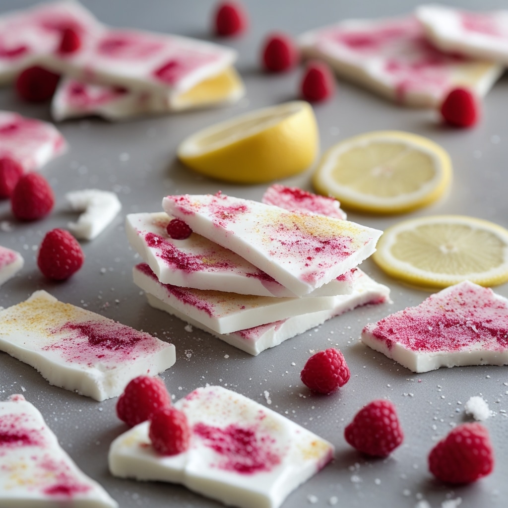 Frozen Raspberry Lemon Greek Yogurt Bark