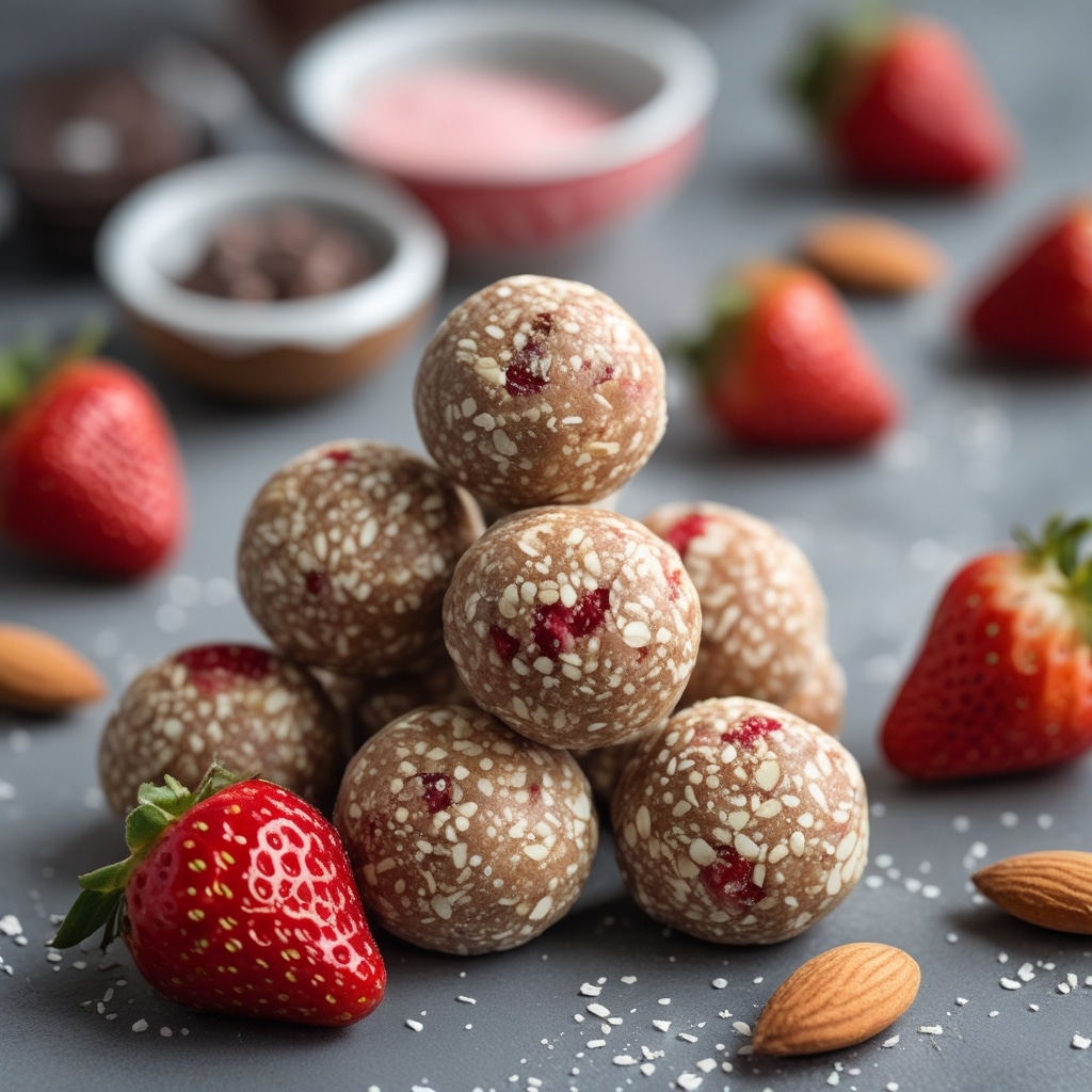 Strawberry Almond Protein Energy Balls