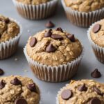 Healthy Peanut Butter Banana Greek Yogurt Oat Muffins with Chocolate Chip Centers