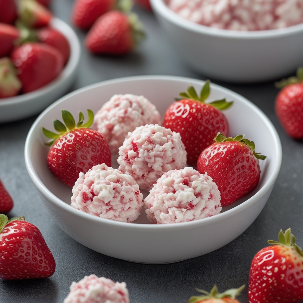 Strawberry Cottage Cheese Protein Bites