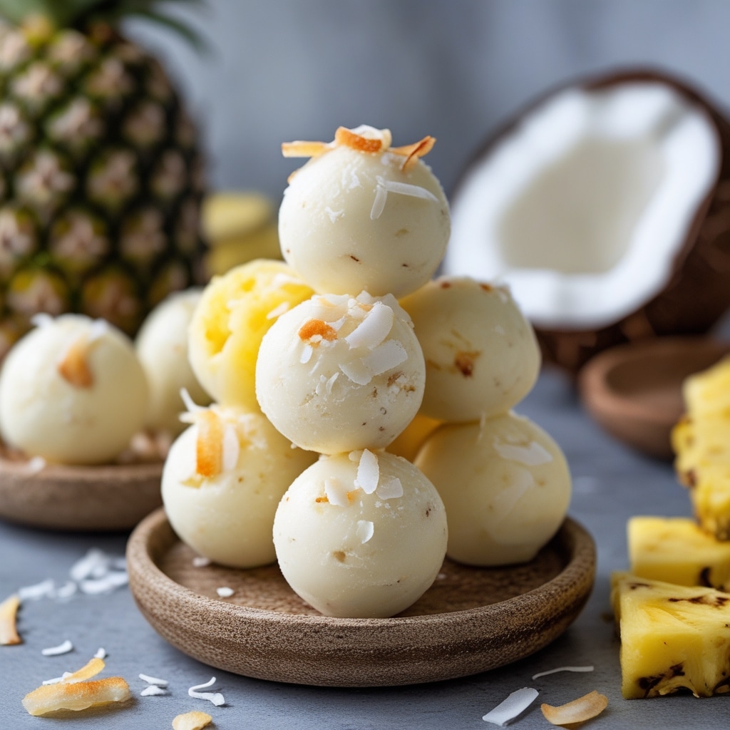 Pineapple Coconut Protein Frozen Yogurt Balls