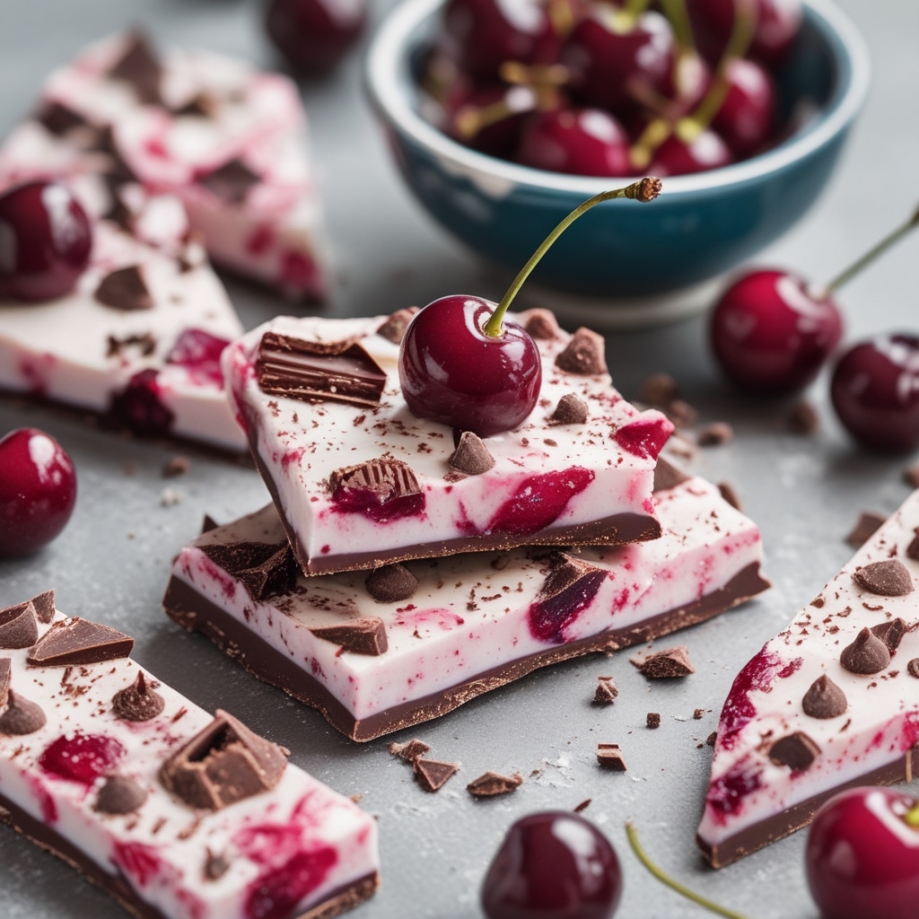 Frozen Cherry Chocolate Yogurt Bark