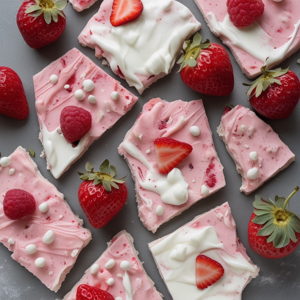 Frozen Strawberry Greek Yogurt Protein Bark