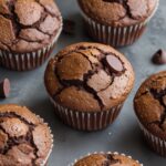 Soft Double Chocolate Banana Greek Yogurt Muffins with Crackled Tops
