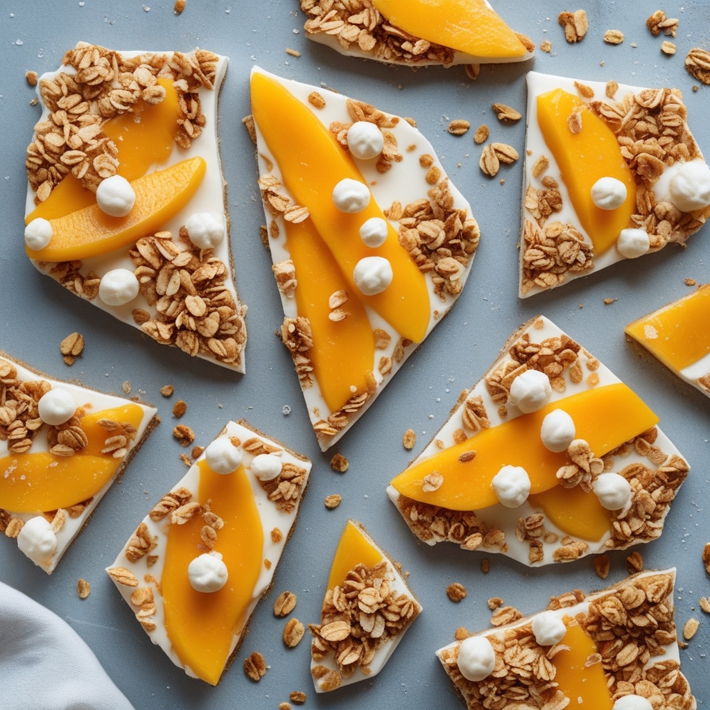Frozen Mango Greek Yogurt Granola Bark