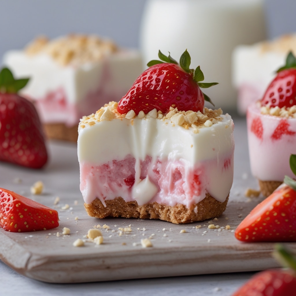Strawberry Cheesecake Greek Yogurt Bites [No Bake]