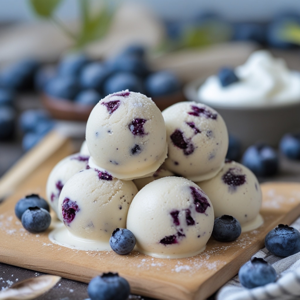 Vanilla Blueberry Protein Frozen Yogurt Balls