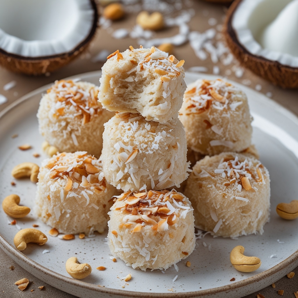 Frozen Coconut Cashew Greek Yogurt Bites