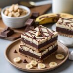 High Protein Greek Yogurt Banana Chocolate Fudge Bars with Peanut Butter Swirl