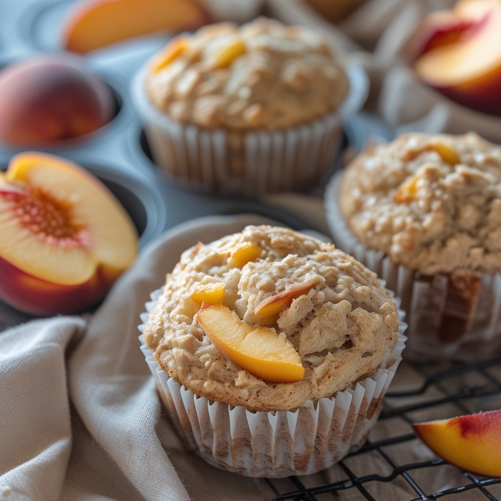 Cottage Cheese Peach Protein Muffins