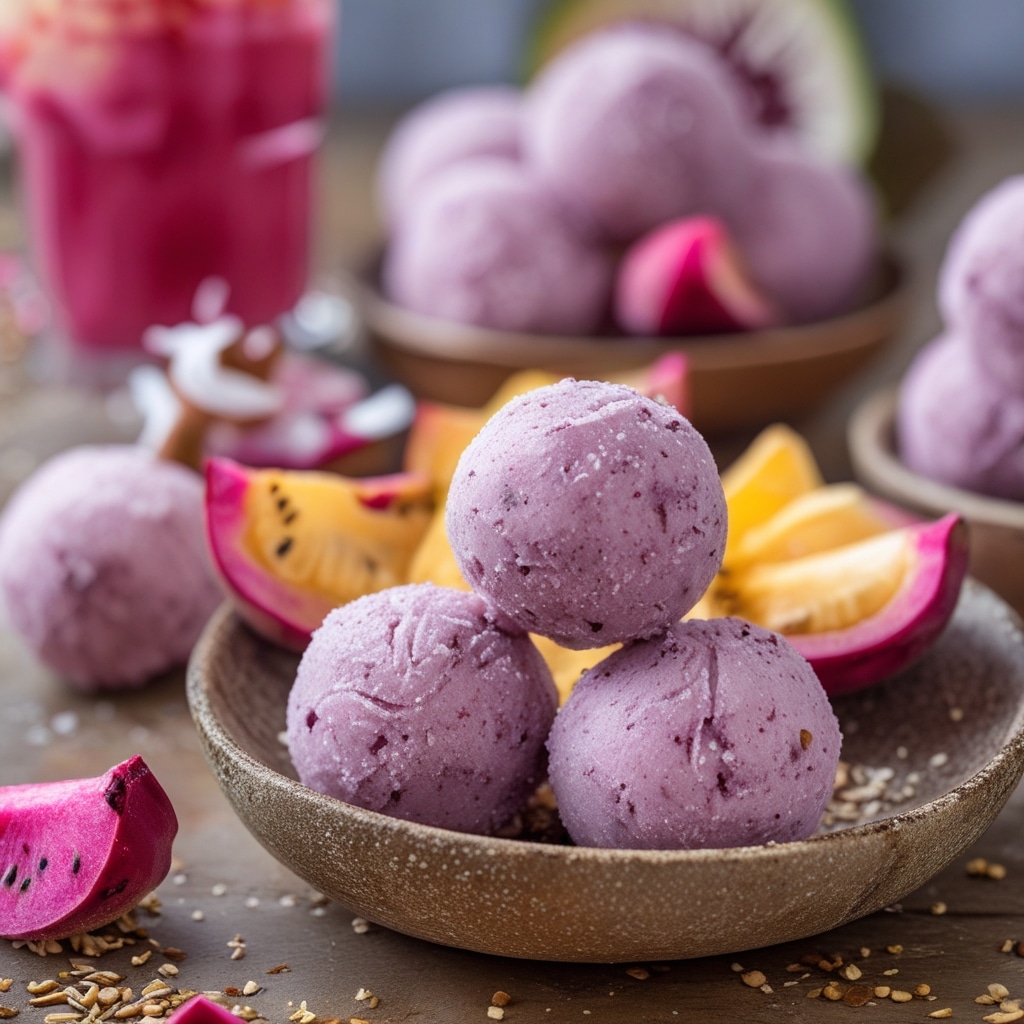 Dragonfruit Coconut Protein Frozen Yogurt Balls